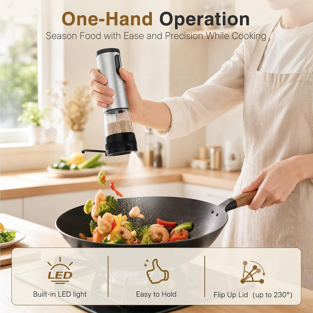 Rechargeable Electric Salt and Pepper Grinder Set with Battery Display