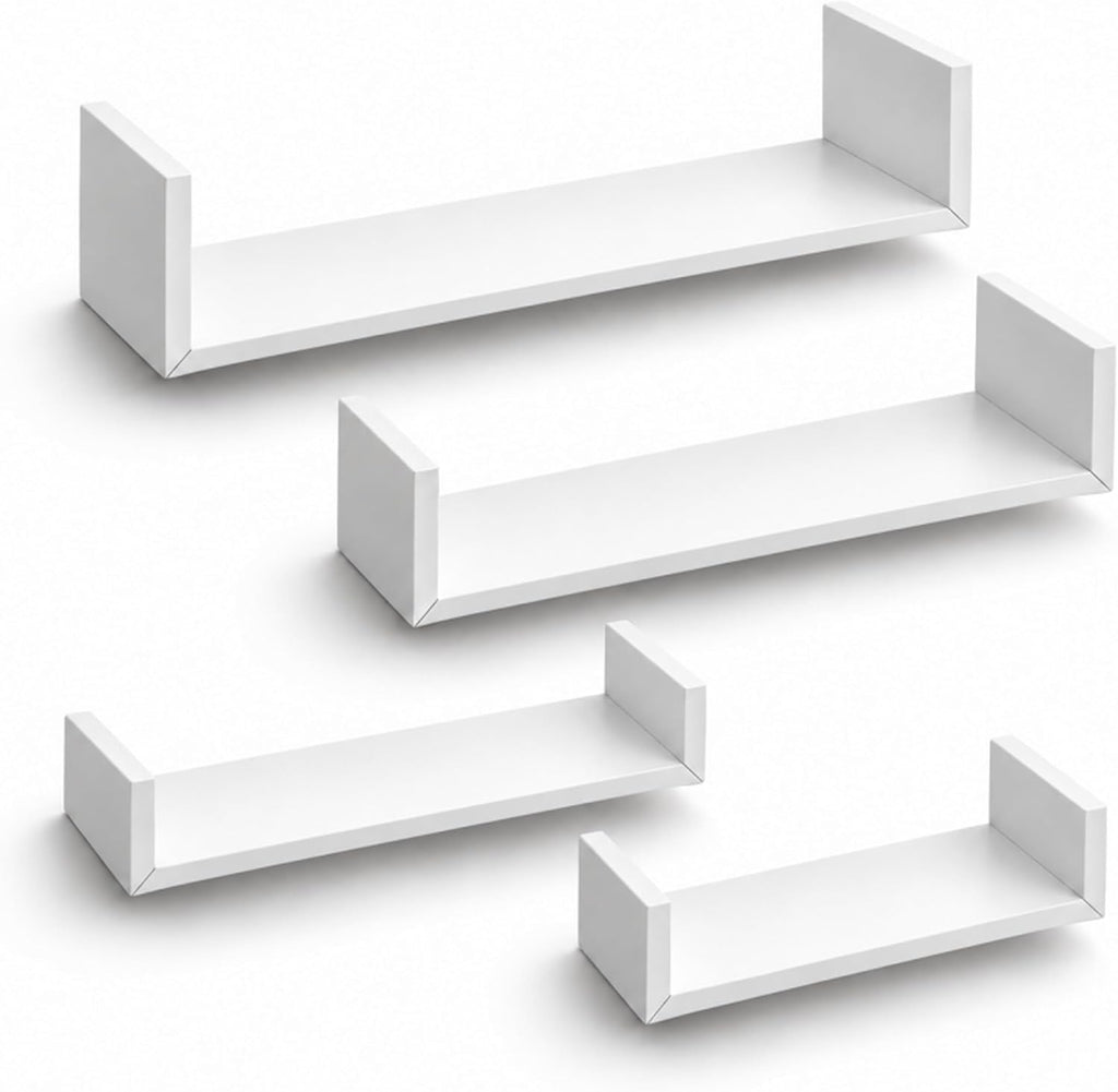 White Floating Shelves – Set of 4 in graduated sizes