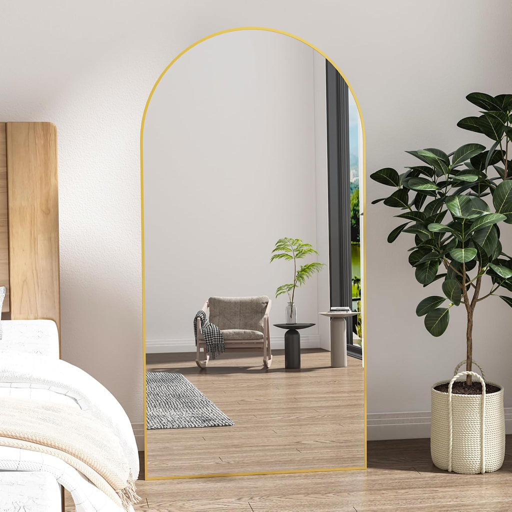 Gold arched floor mirror – view 7