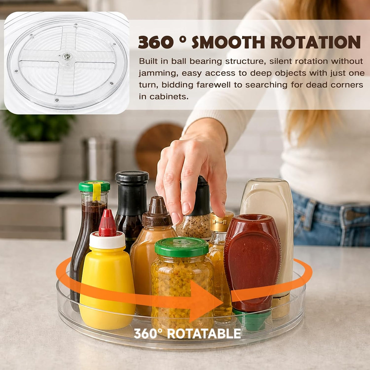 Lazy Susan Cupboard Organiser, Rotating Spice Rack