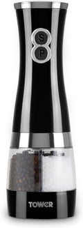 Electric Salt and Pepper Mills, Black and Chrome