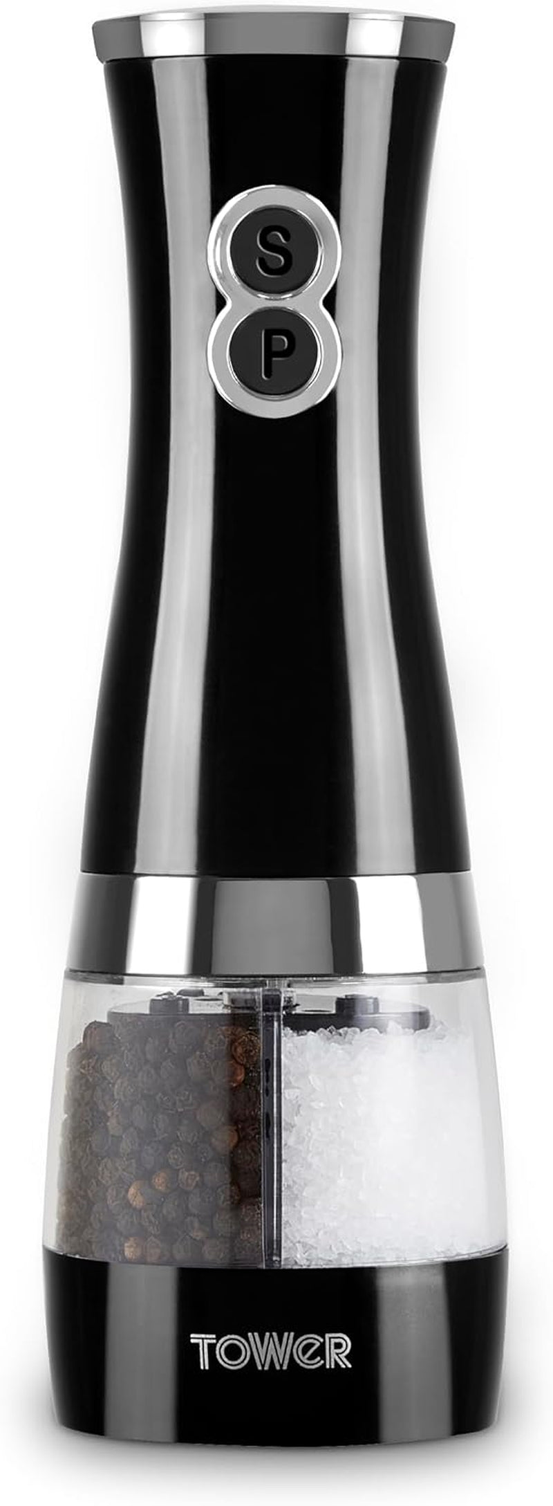 Electric Salt and Pepper Mills, Black and Chrome