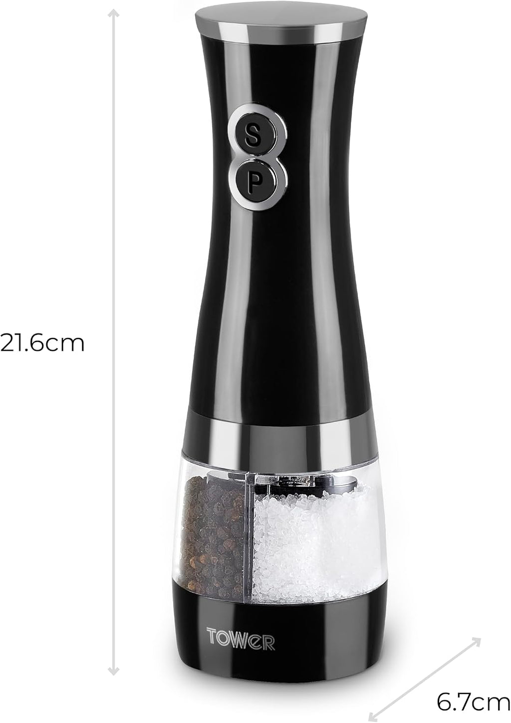 Electric Duo Salt & Pepper Mill in black and chrome