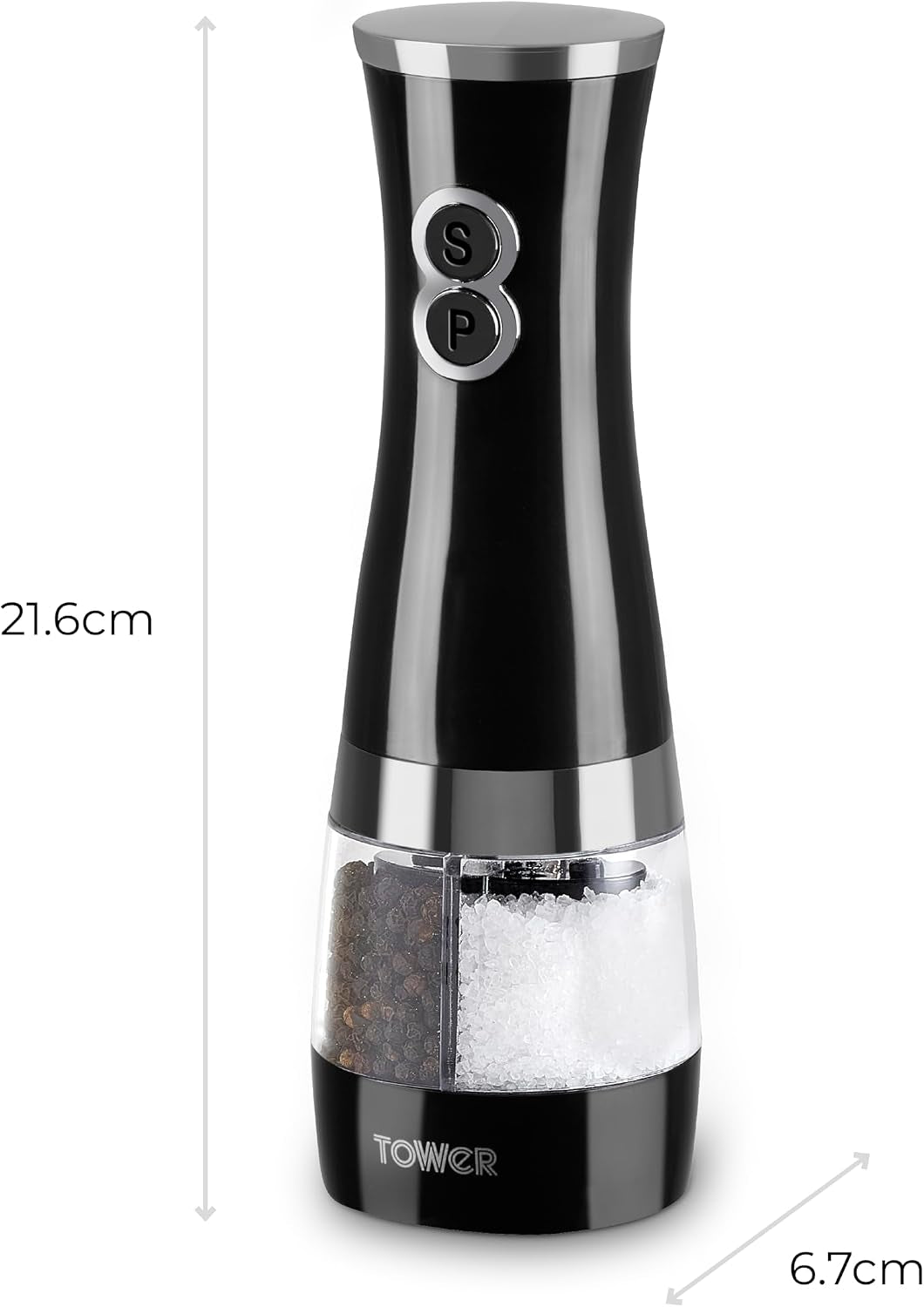 Electric Duo Salt & Pepper Mill in black and chrome
