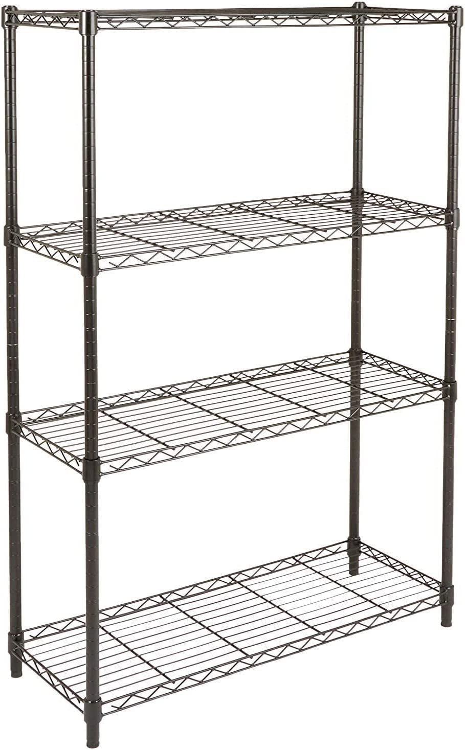 4-Shelf Steel Storage Unit in black