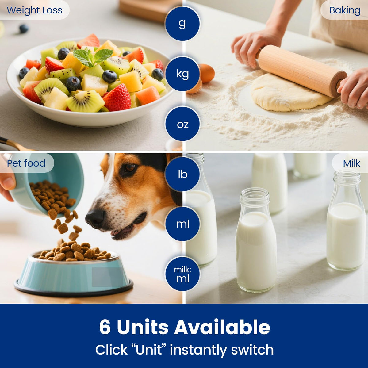 Kitchen scale with 6 measuring units