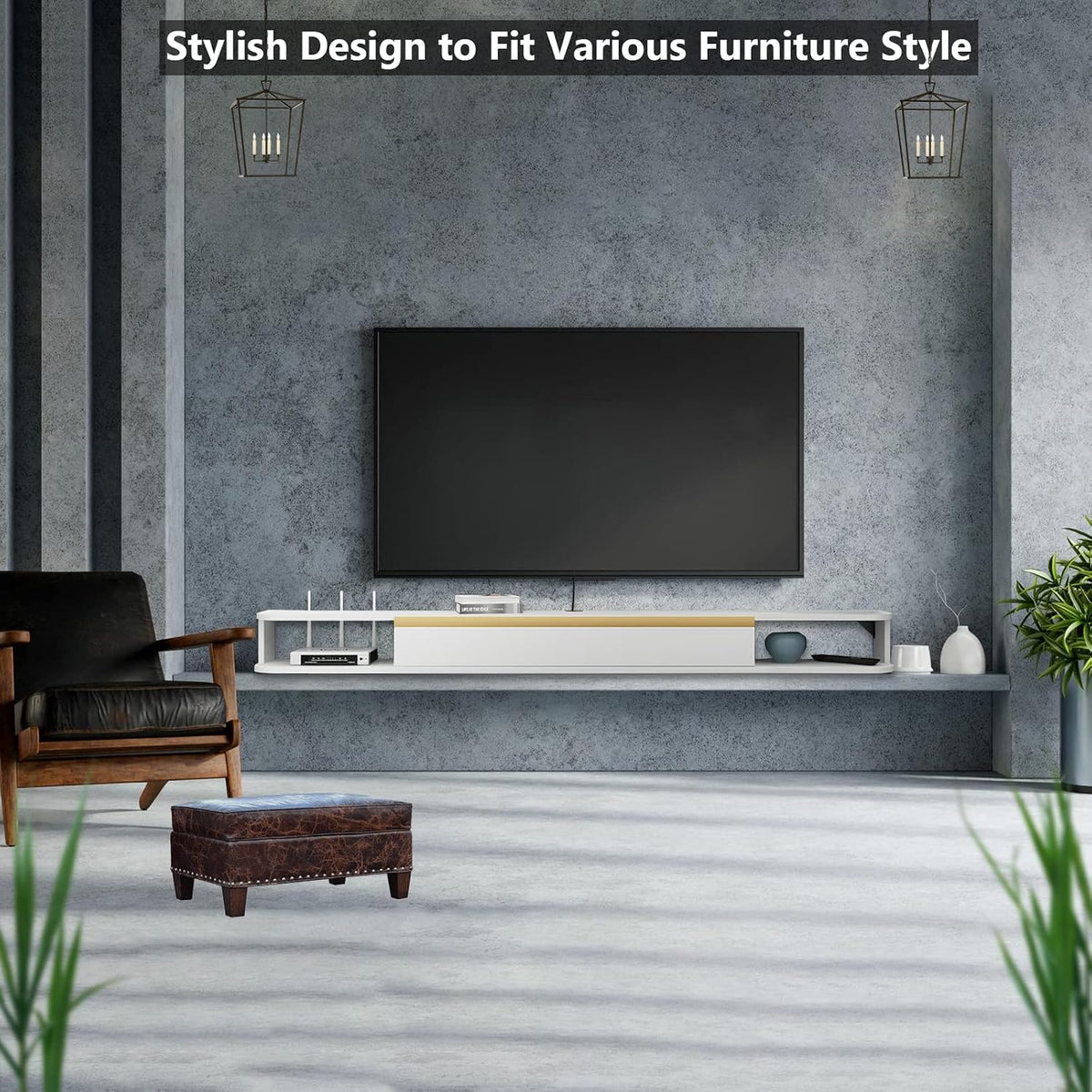 White floating TV stand, 120cm – view 3