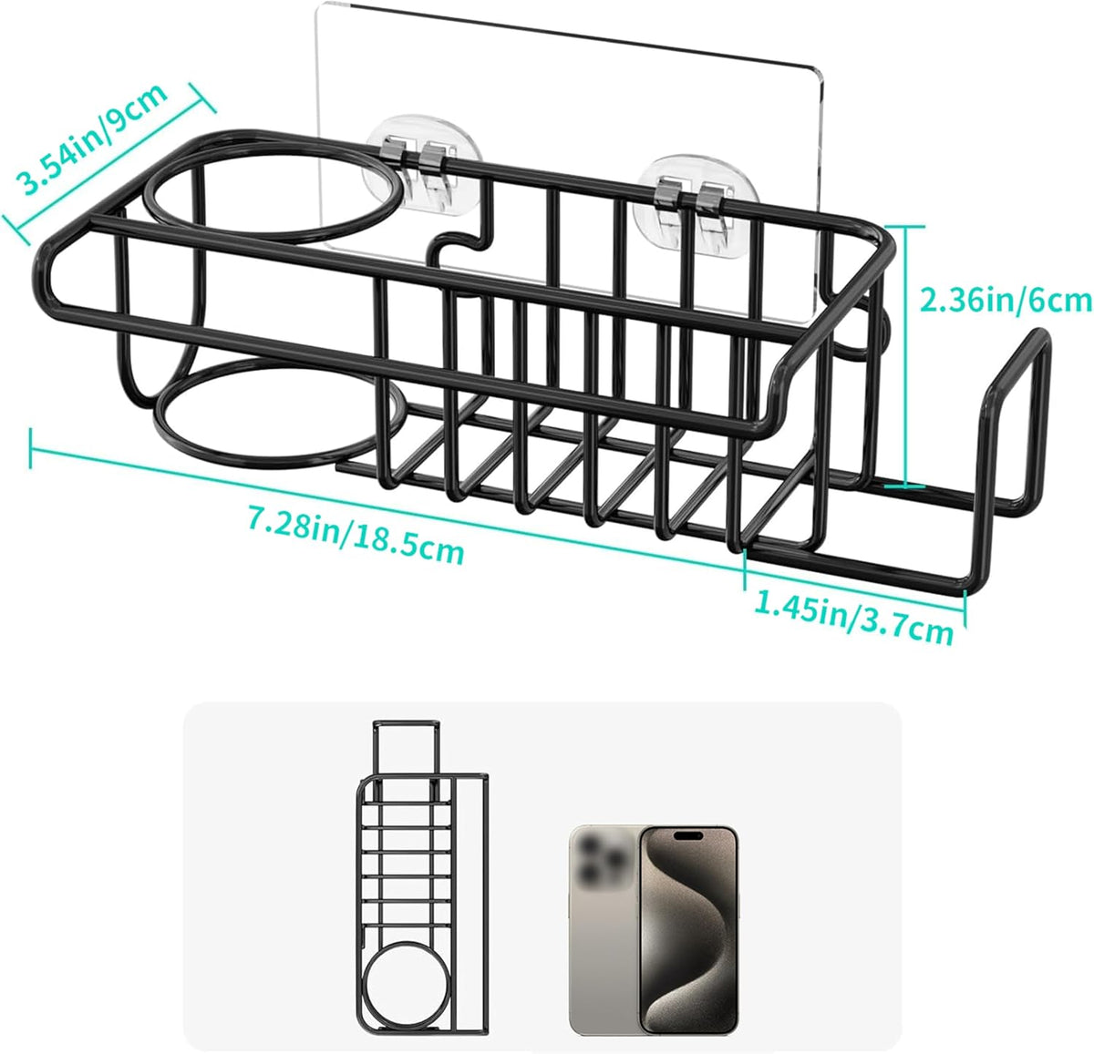 Sink Caddy Sponge Holder- 4 in 1 Rustproof Kitchen Sink Organiser