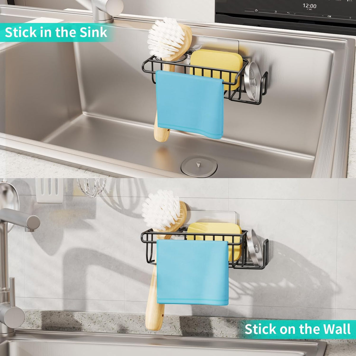 Sink Caddy Sponge Holder- 4 in 1 Rustproof Kitchen Sink Organiser