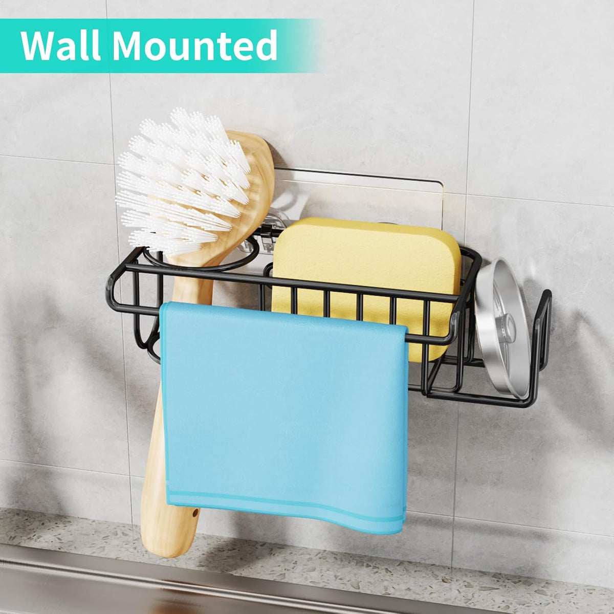 Sink Caddy Sponge Holder- 4 in 1 Rustproof Kitchen Sink Organiser