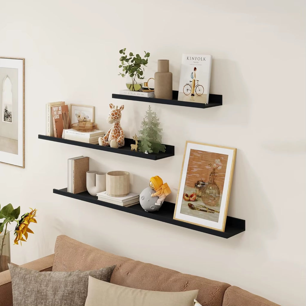 Aluminum Alloy Living Room Floating Shelves No Drilling Bedroom Decoration Wall Shelves Bathroom Shelf Books Plants Ledge