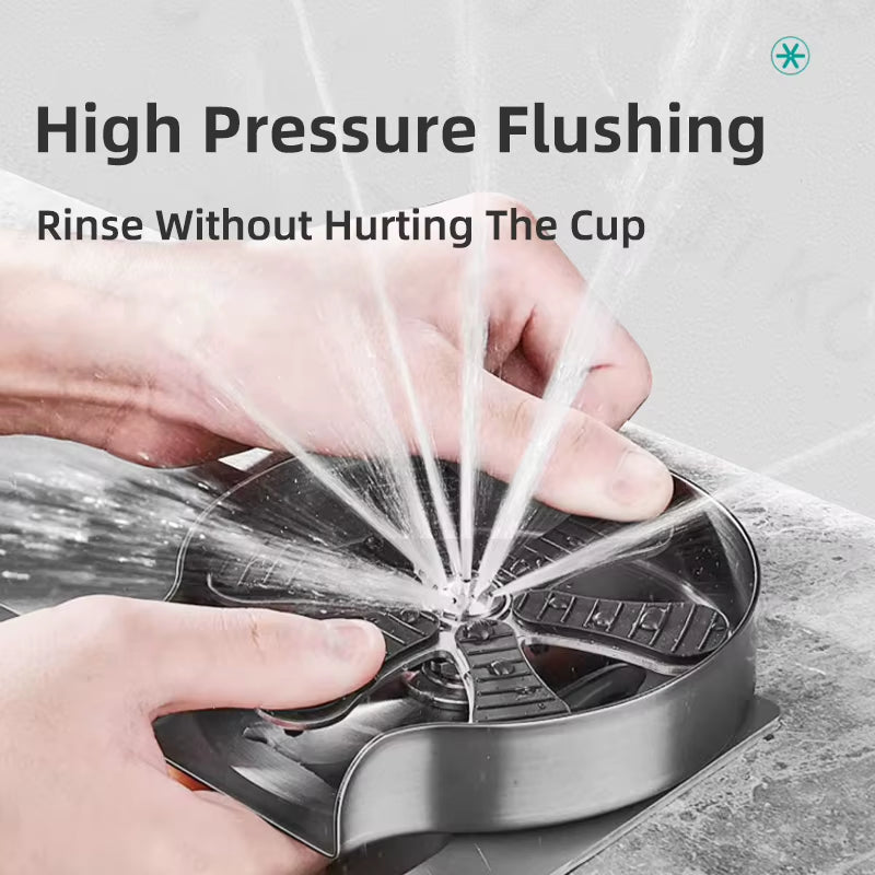 Kitchen Sink Glass Rinser rinsing a glass