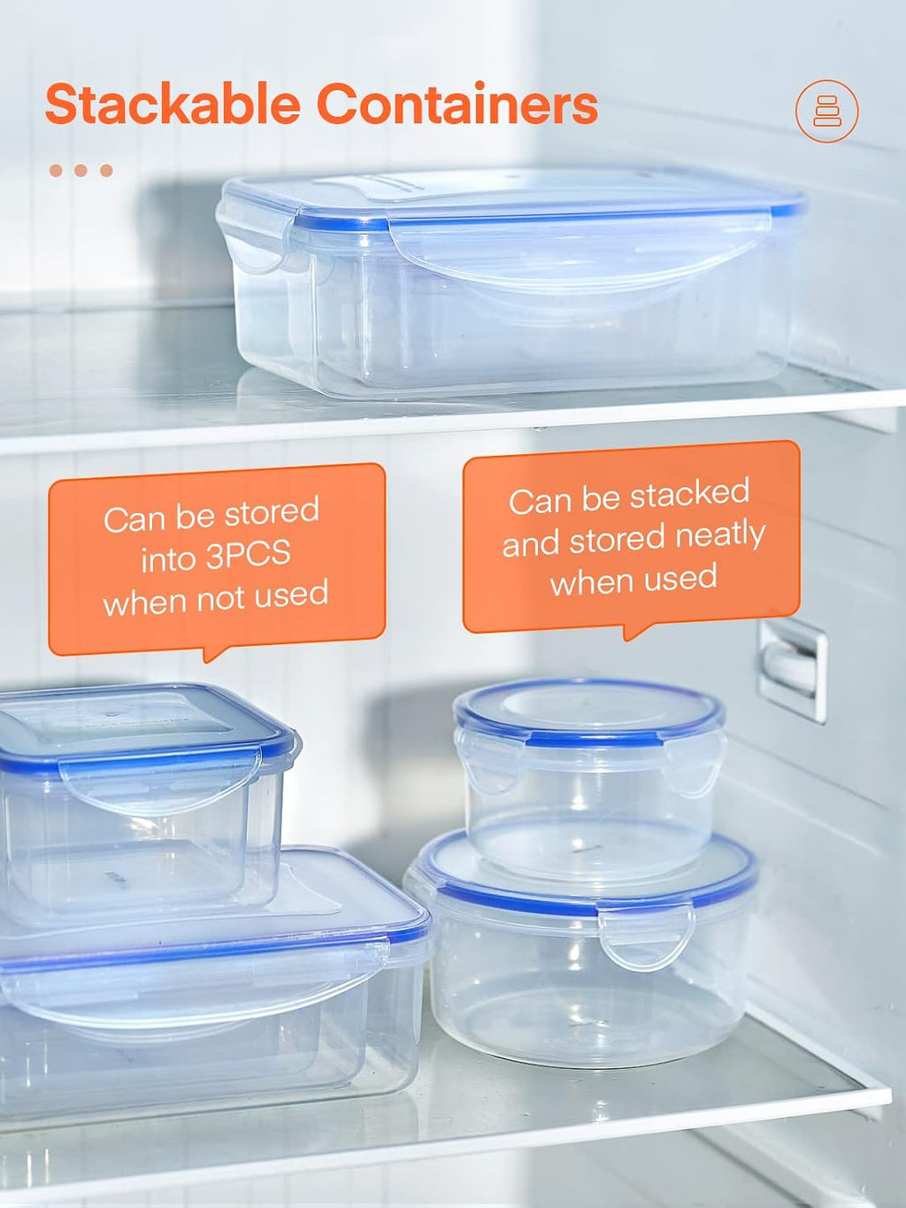 Food Containers, 8 PCS Plastic Airtight Food Storage Containers