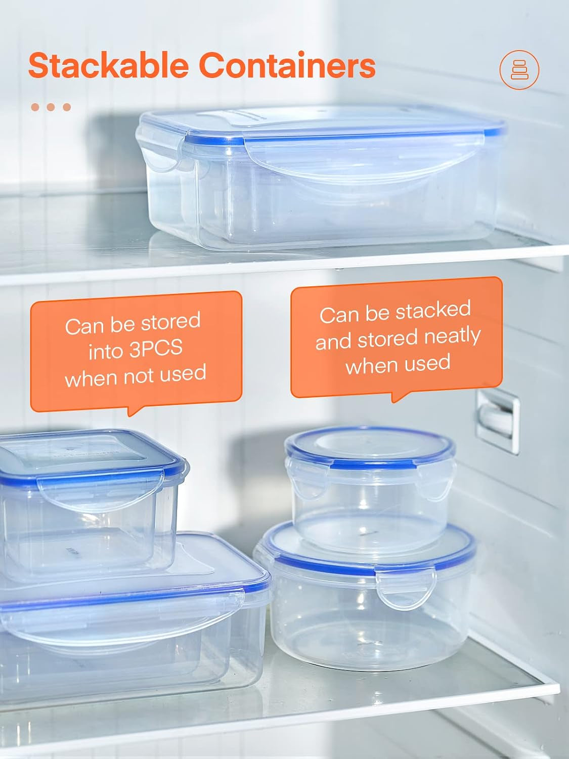 Food Containers, 8 PCS Plastic Airtight Food Storage Containers