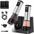 Rechargeable Salt & Pepper Grinder Set with charging dock