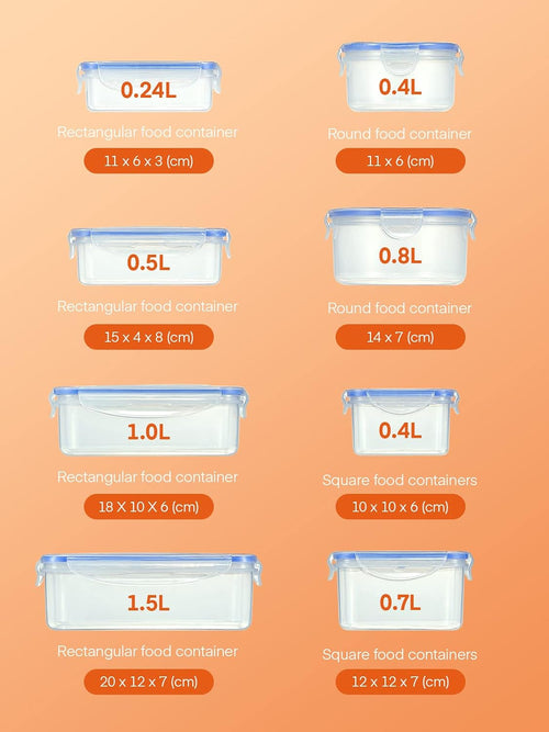 Food Containers, 8 PCS Plastic Airtight Food Storage Containers