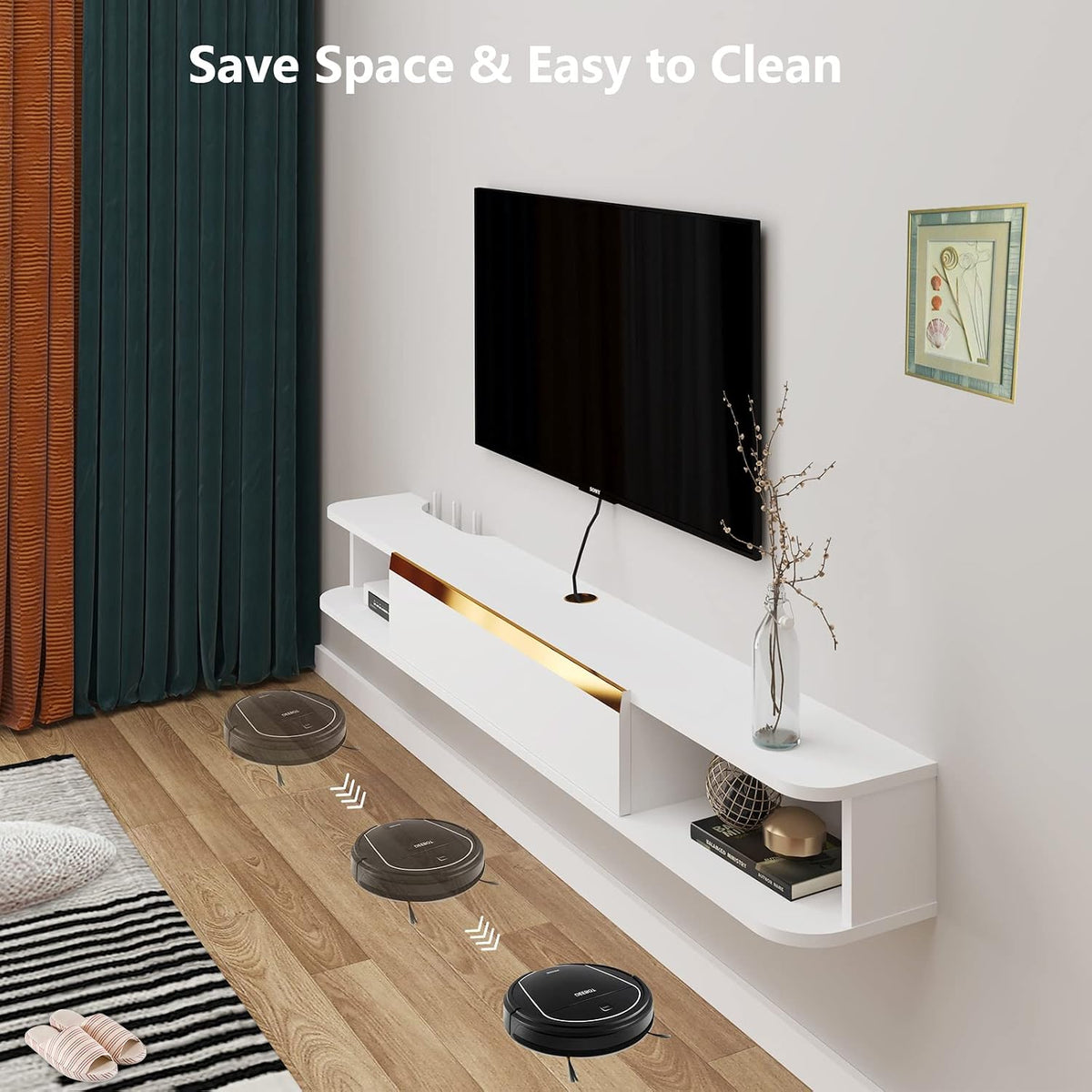 White floating TV stand, 120cm – view 2