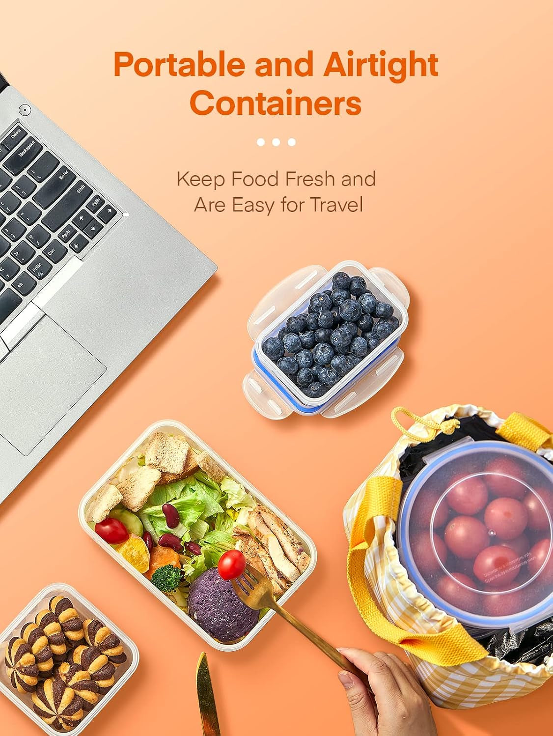 Food Containers, 8 PCS Plastic Airtight Food Storage Containers