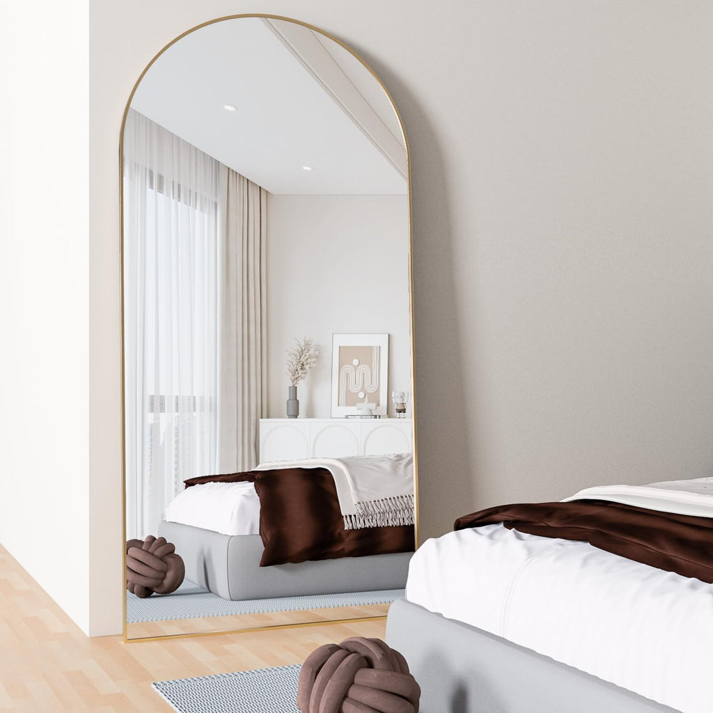 Gold arched floor mirror – view 8