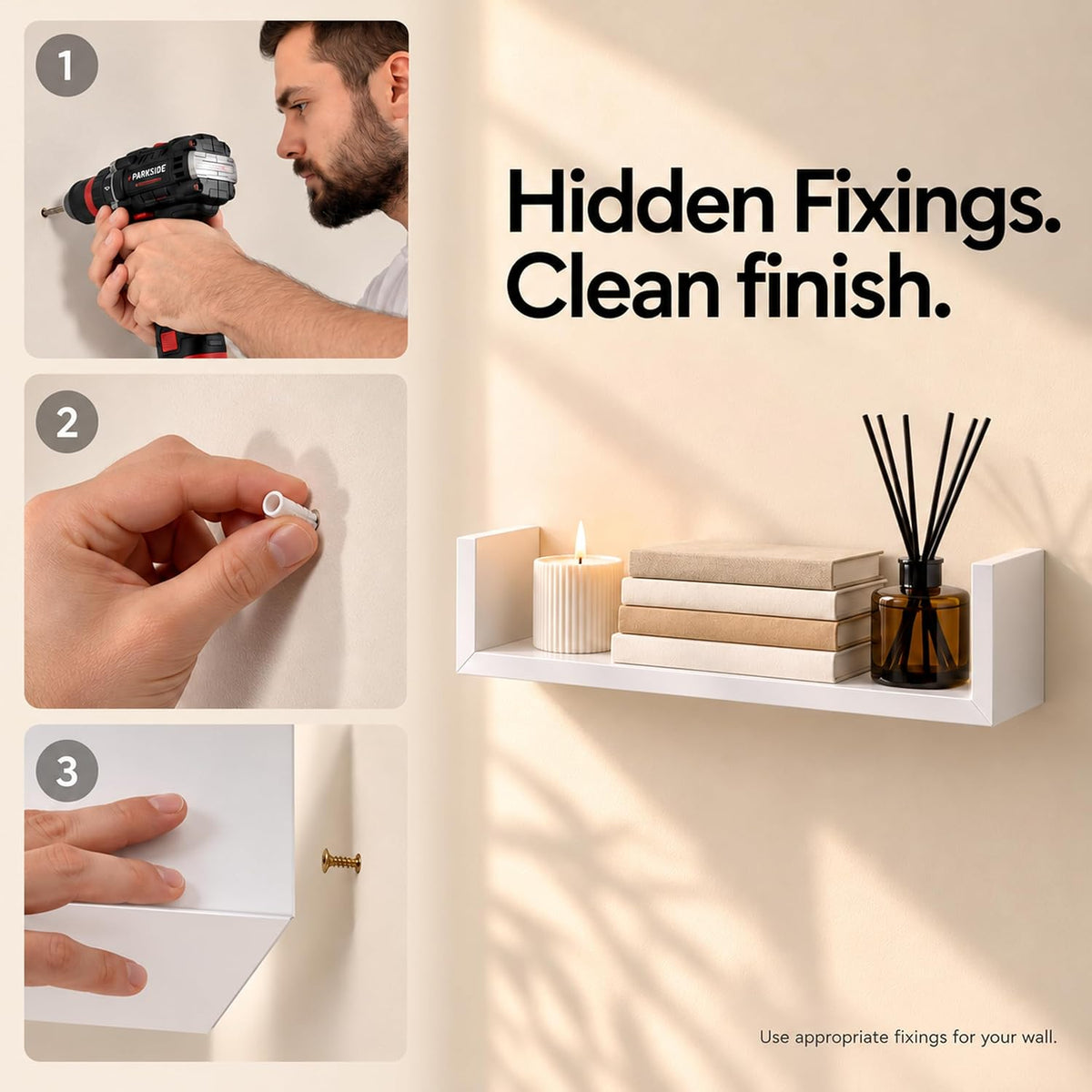 White floating shelves, set of 4 – view 9