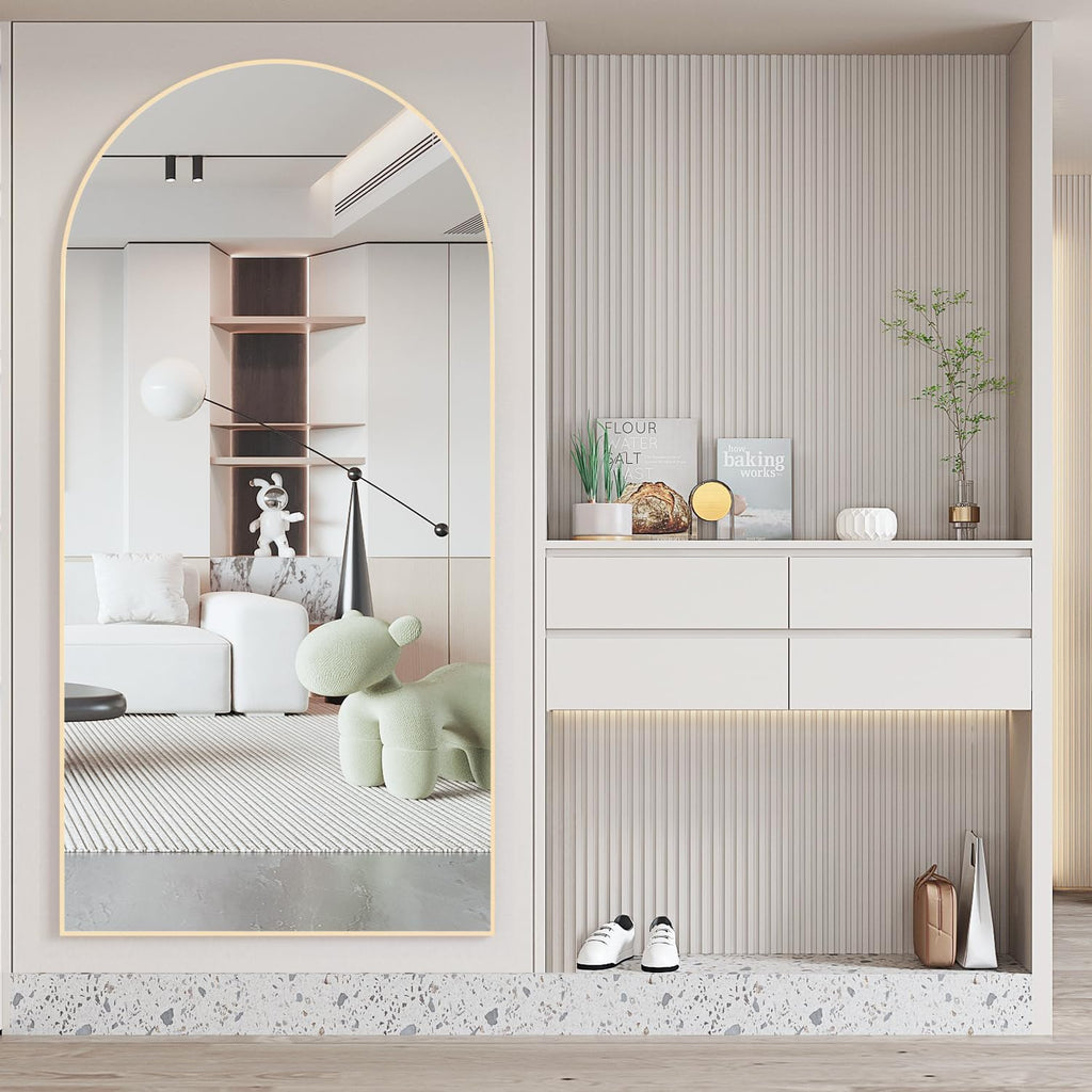 Gold arched floor mirror – view 9