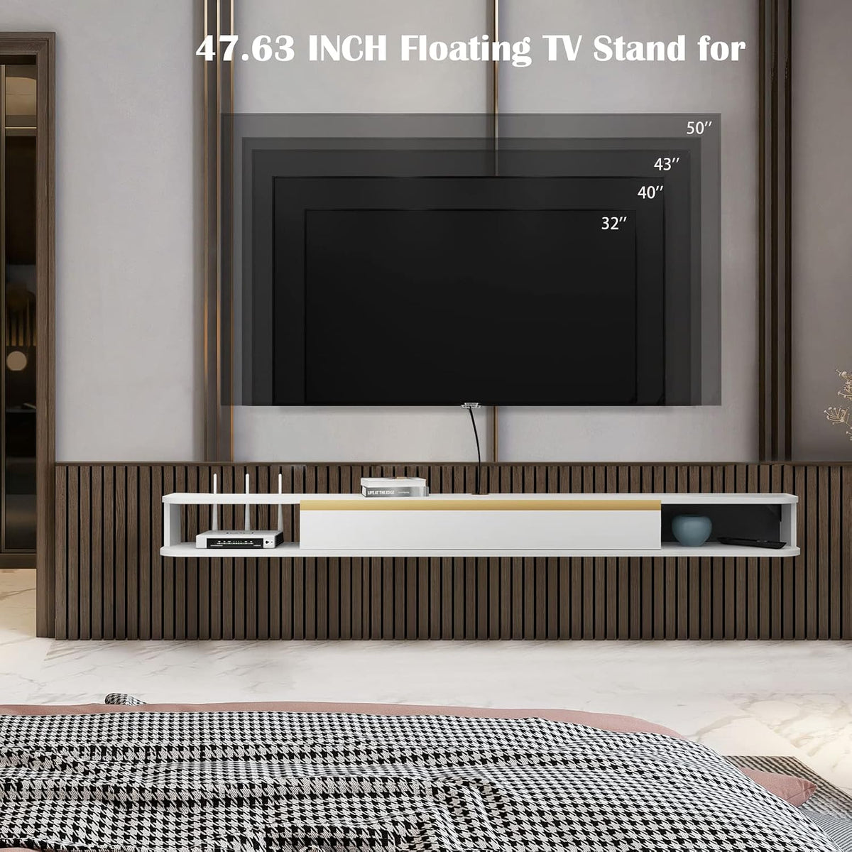 White floating TV stand, 120cm – view 5