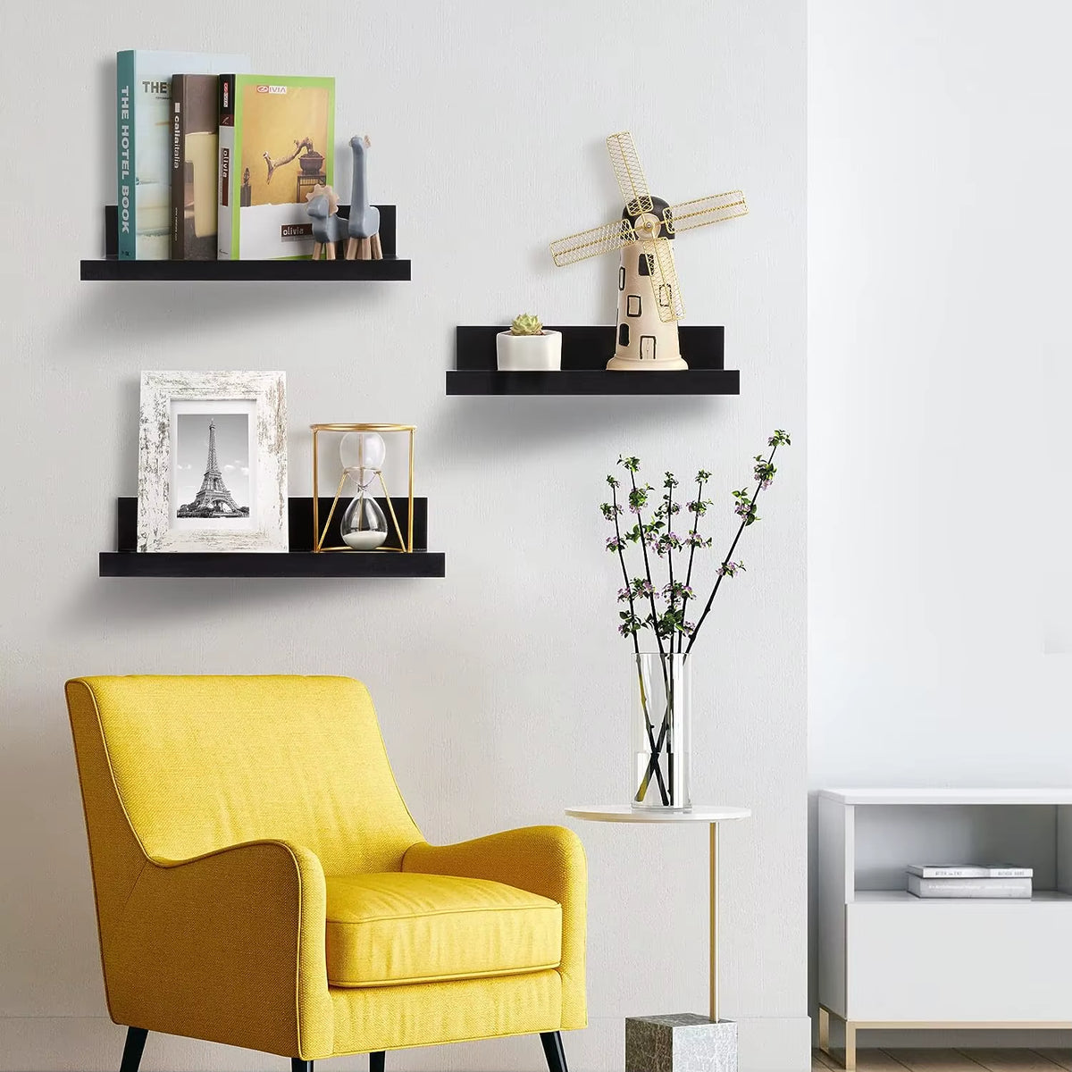 Aluminum Alloy Living Room Floating Shelves No Drilling Bedroom Decoration Wall Shelves Bathroom Shelf Books Plants Ledge