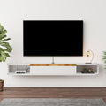 White floating TV stand, 120cm, mounted on a wall