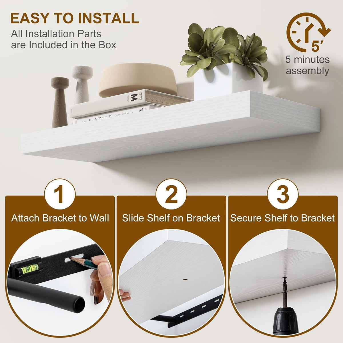 White floating shelves, set of 2 – view 6