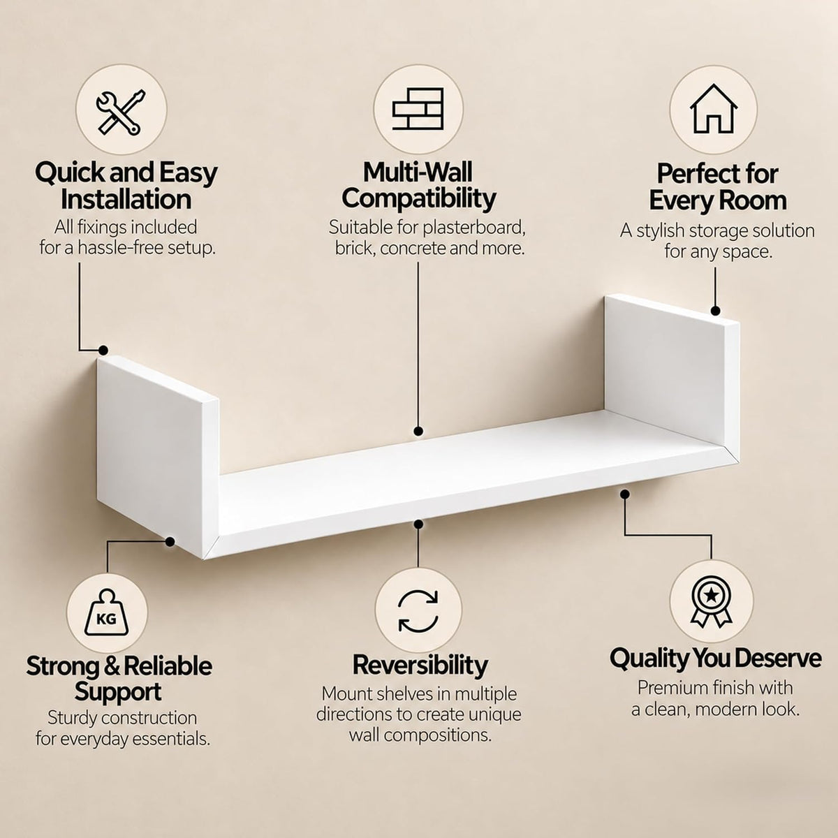 White floating shelves, set of 4 – view 4